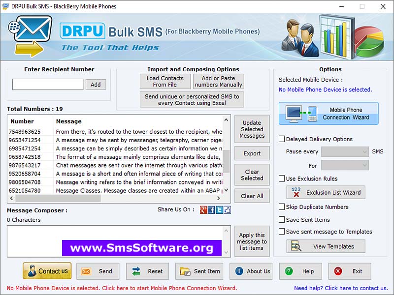 Online SMS BlackBerry 