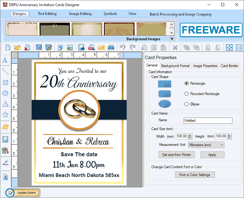 Freeware Anniversary Invitation Card 