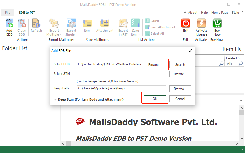 MailsDaddy EDB to PST Converter