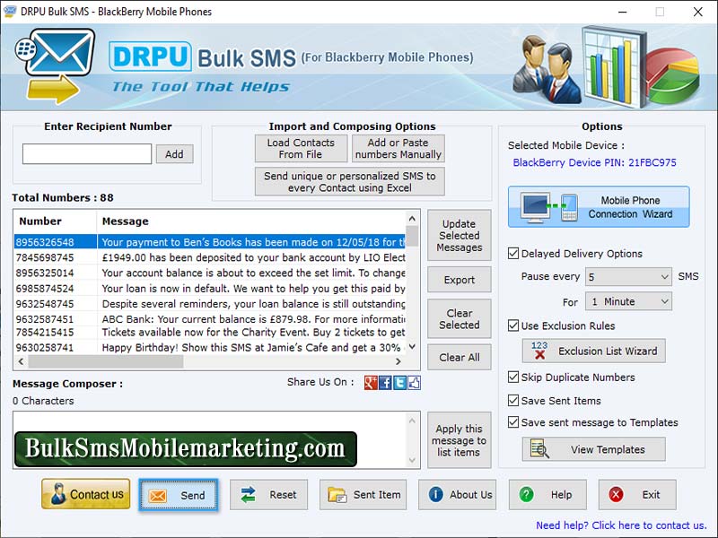 BlackBerry App SMS