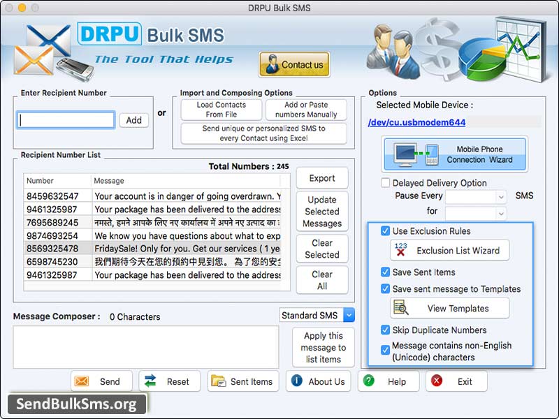 Send Bulk SMS Mac