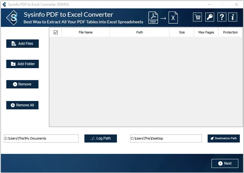 Sysinfo PDF to Excel Converter