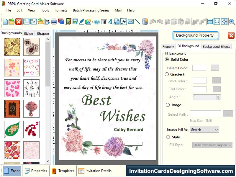 Greeting card maker utility, print colorful festival cards, Christmas card designing tool, make attractive invitation cards, card generating application, scanable birthday card printing software, generate bulk celebration cards
