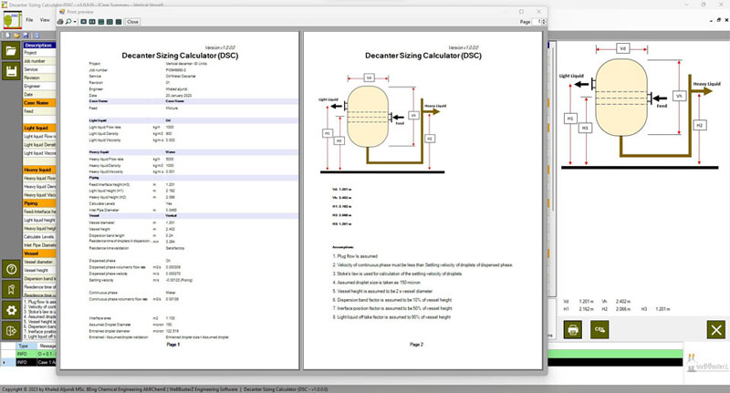 decanter, sizing decanters, liquid separator, decanter calculator, separator, oil and gas