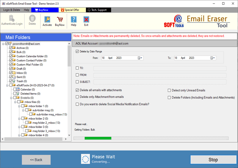 email eraser, delete emails in bulk, clean email, best free email cleaner, delete imap email, delete imap emails from server, deleting imap emails, remove imap email