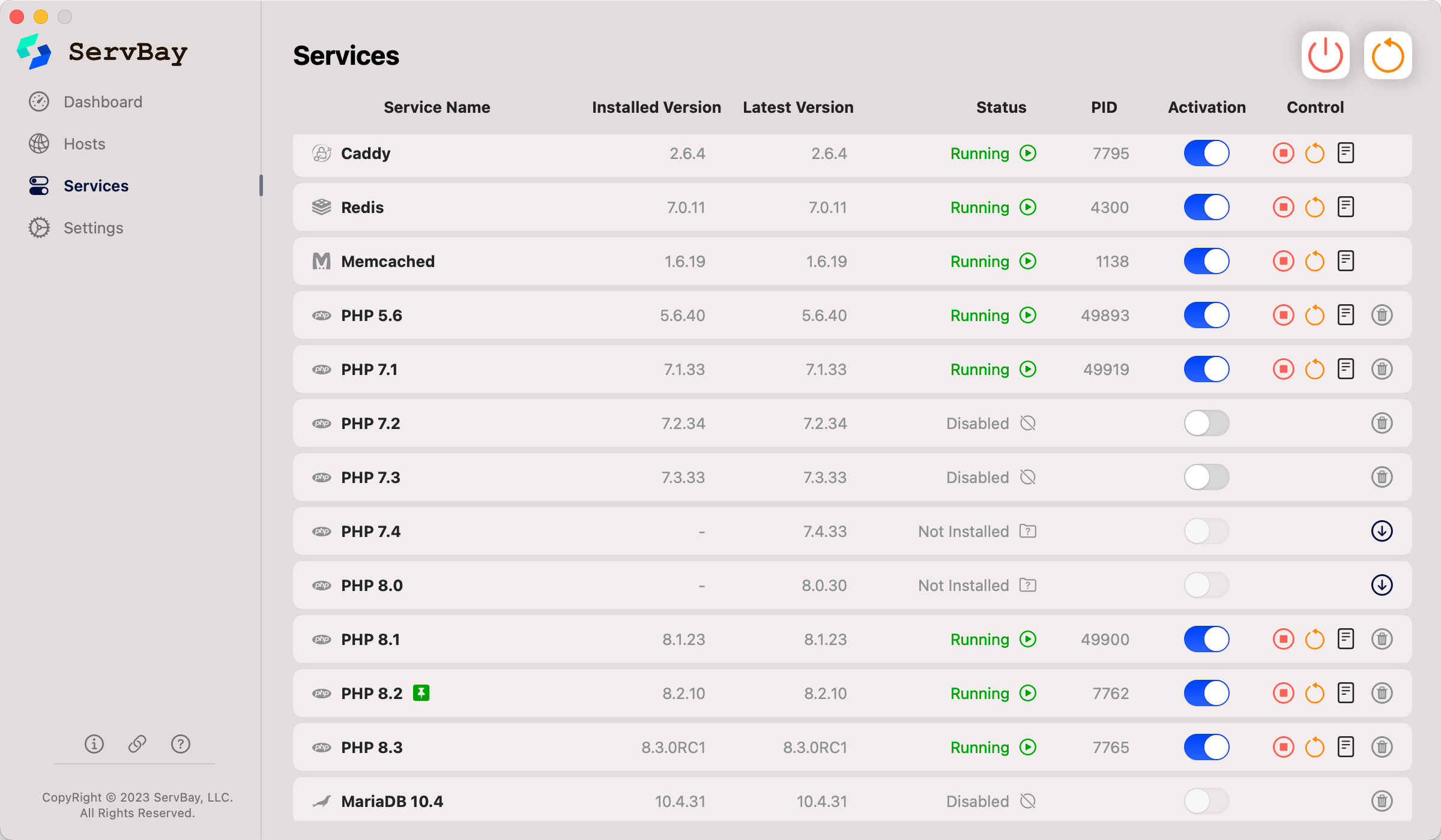 PHP,MySQL,MariaDB,PostgreSQL,Redis,Web Server,NGINX,Caddy,Apache,Nodejs,Memcached,Python,Web development