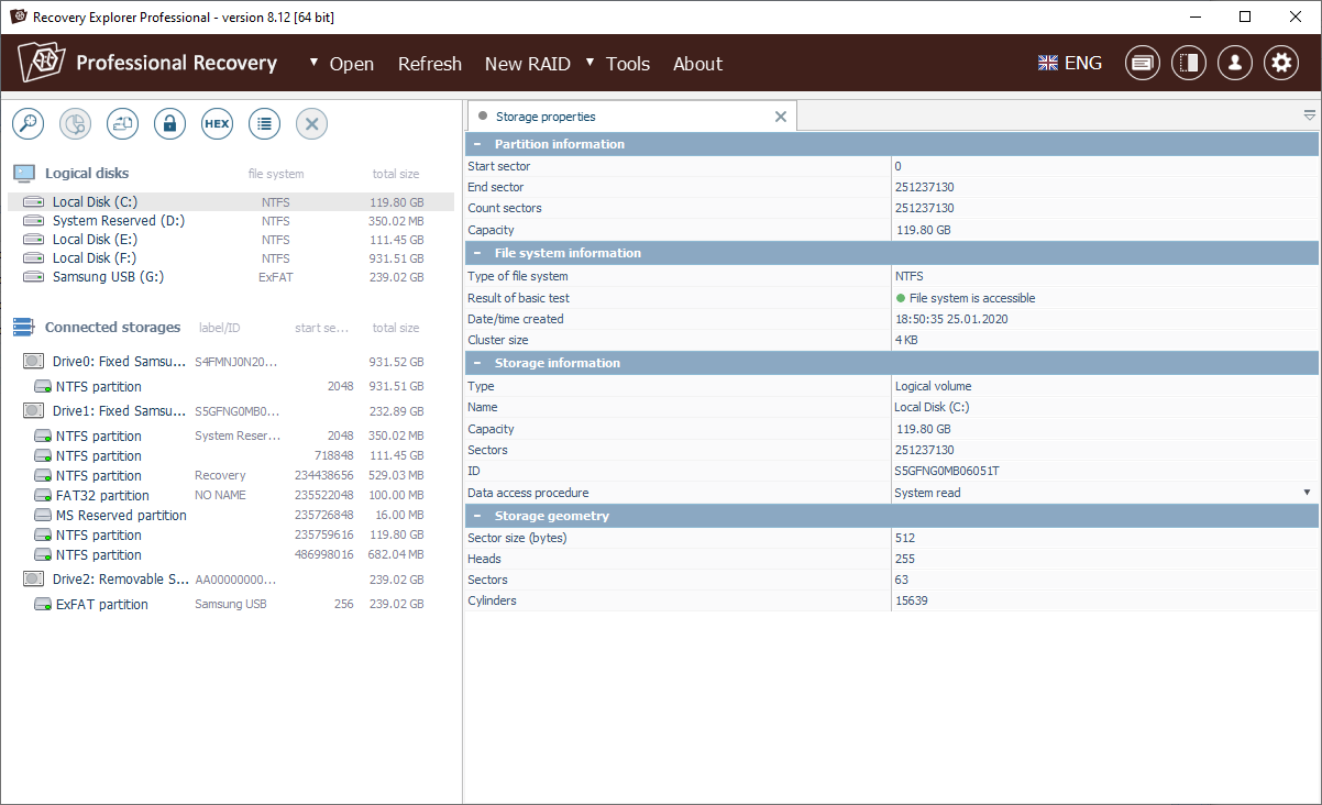 NAS data recovery, data recovery software, file recovery, RAID recovery, Microsoft Deduplication, VMware, Hyper-V, VirtualBox, NTFS, FAT, ReFS, HFS+, APFS, Ext4, XFS, Btrfs, VMFS, ZFS, RAID-Z, Btrfs-RAID, mdadm, LVM