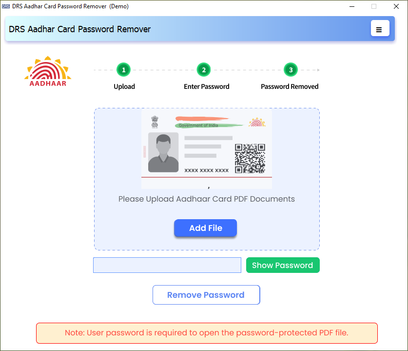Aadhar Card Password Remover, Aadhar Card PDF Password Remover